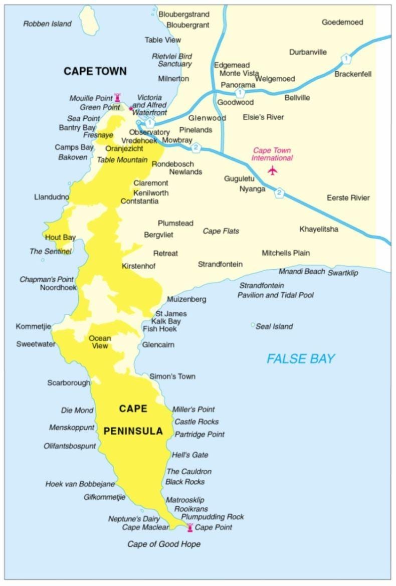 map of cape peninsula tour