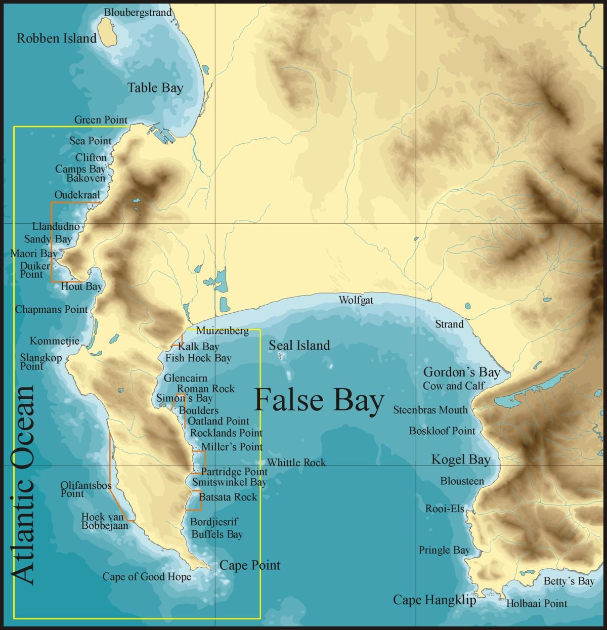 map of false bay Cape Town