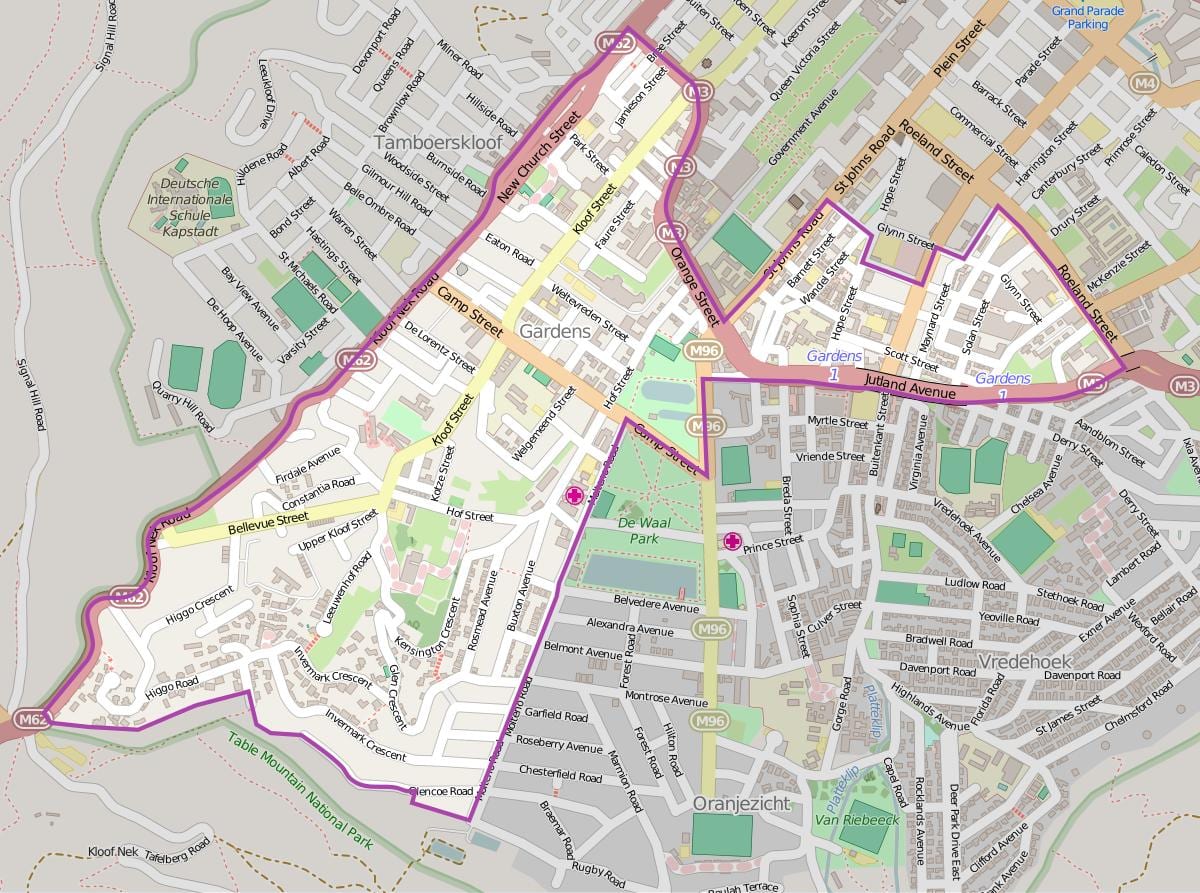 map of gardens Cape Town