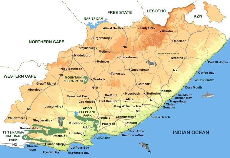 East Cape Map Eastern Cape Province Blank Outline Map Premium Vector