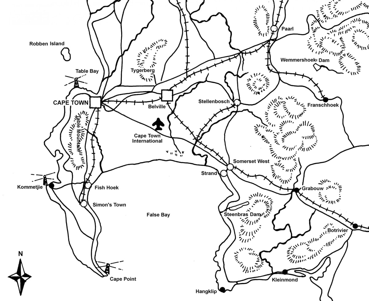 map of sketch map of Cape Town