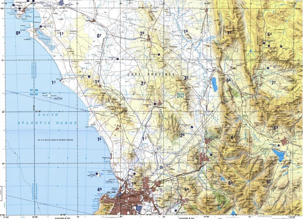 Cape Town topographic map