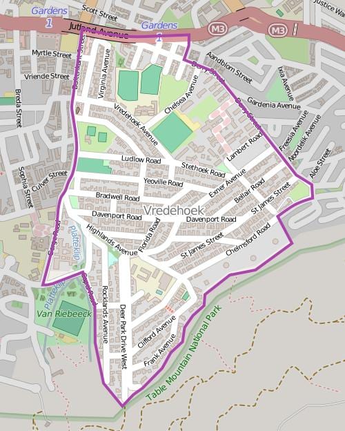 map of vredehoek Cape Town
